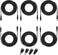 Vista 8 de 2 cables de extensión de alimentación CC de 10 pies (9.8 ft) de 12 V con conectores adaptadores de conector de alimentación (2 x macho + 2 hembra)
