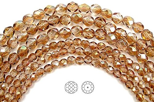 Cuentas De Vidrio Facetadas Redondas Pulidas Al Fuego De Color Champán Checo Preciosa De 16 Pulgadas (3 Mm, 4 Mm, 6 Mm Y 8 Mm), Cuentas Preciosa Tradicionales, Color Bronce Dorado. - España