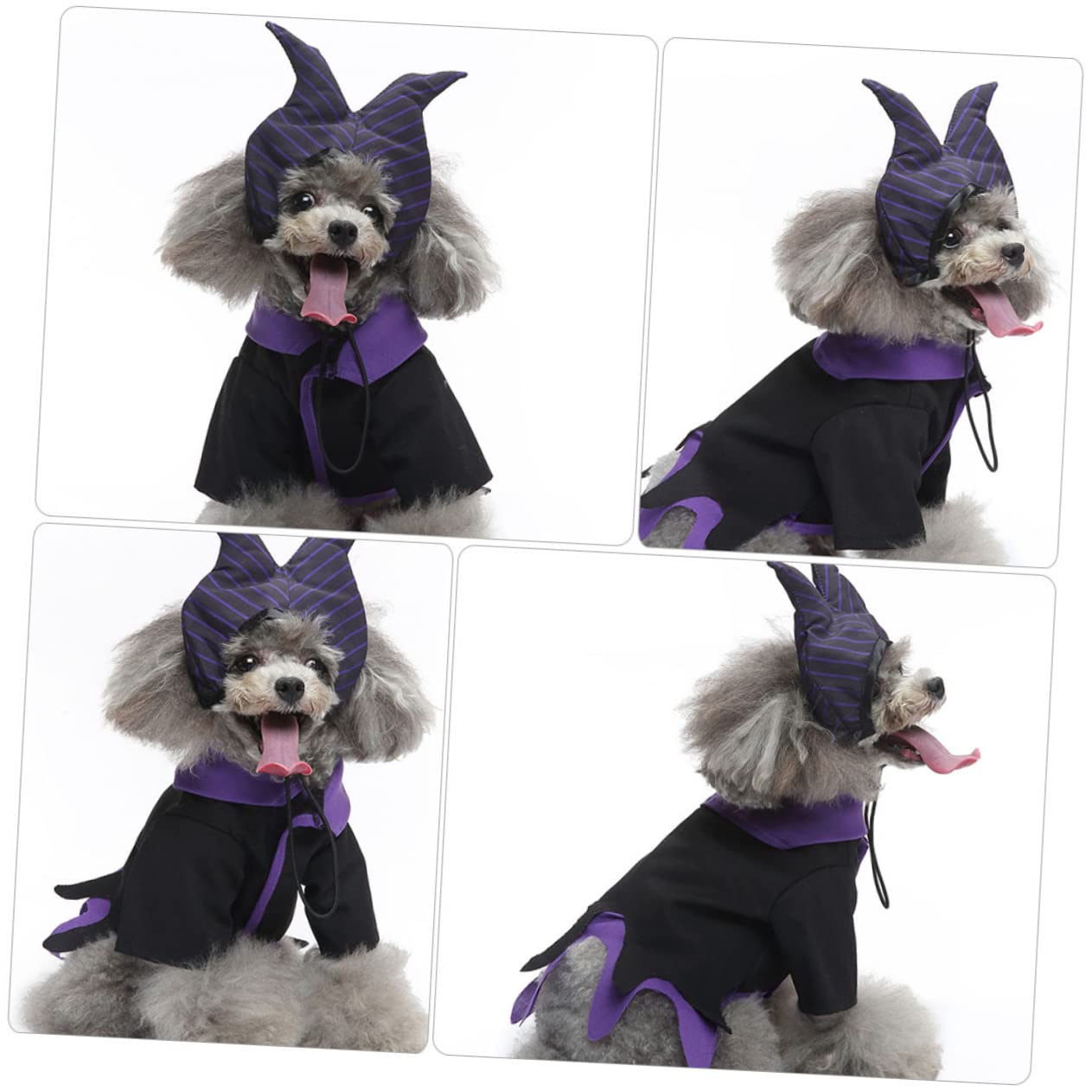 Mipcase 2sets Costume Per Cani Con Elementi Da Strega Abbigliamento Cosplay Per Feste Di Halloween Veste Divertente e Unica Per Cani e Gatti Materiale Traspirante e Confortevole