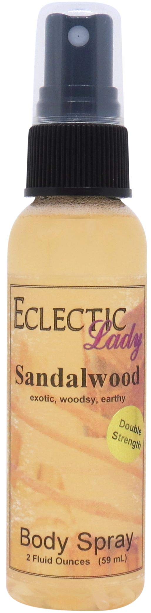 Eclectic Lady Sandalwood Body Spray, Double Strength, 2 ounces, Body Mist for Women with Clean, Light & Gentle Fragrance, Cologne with Soft, Subtle Aroma For Daily Use