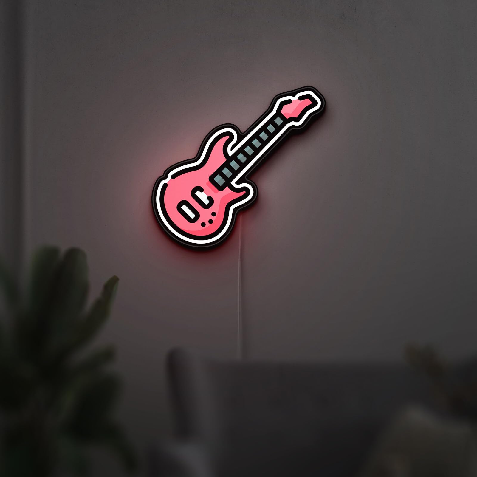 Scatola luminosa 3D a forma di basso elettrico, lampada decorativa per musicisti, sale prove di band e studi domestici (altezza 40,6 cm, 40 cm)