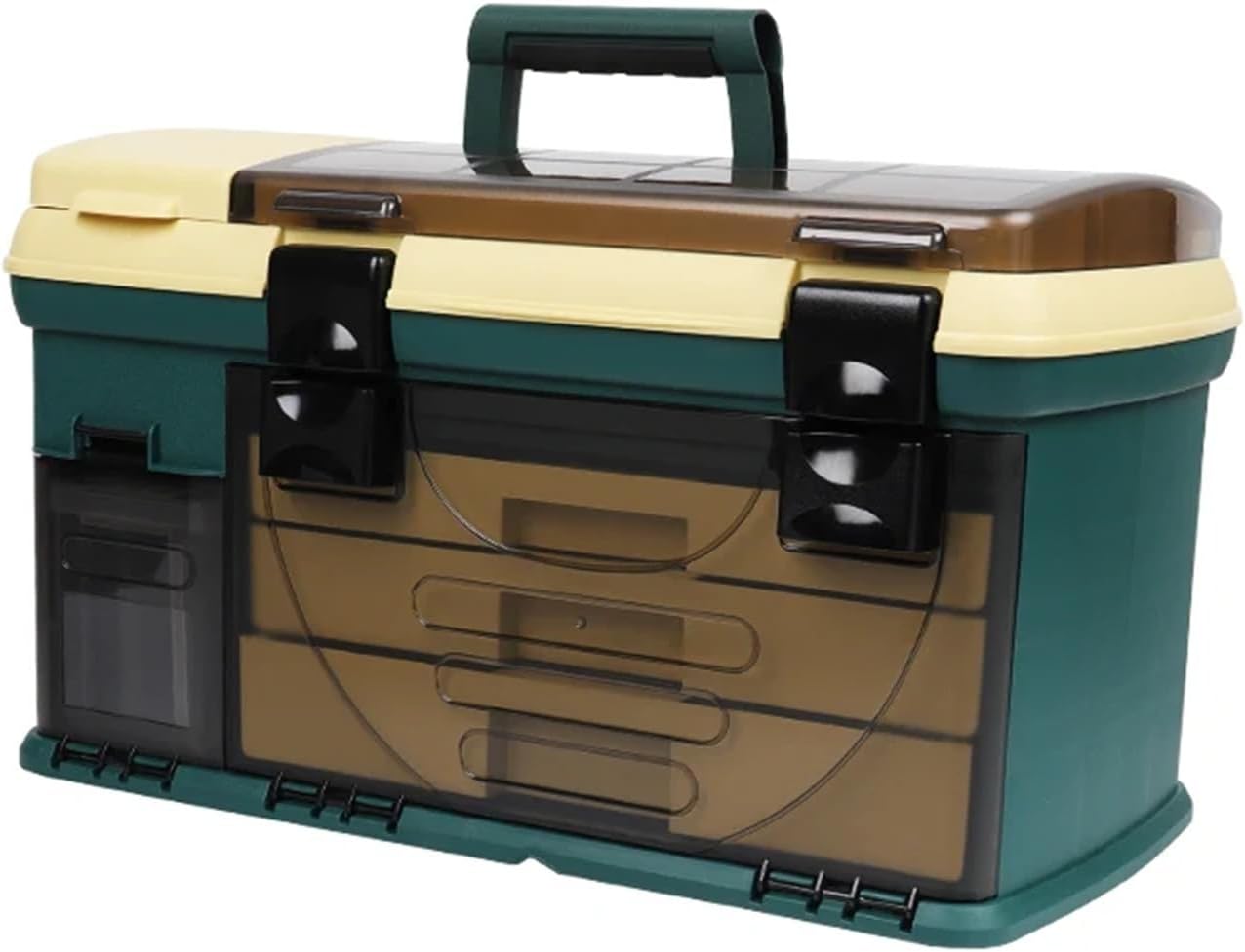 Thickened Anti-Pressure High-Density Large-Capacity Portable Multifunctional Fishing Tackle Box(2 Layer Yellow Green)