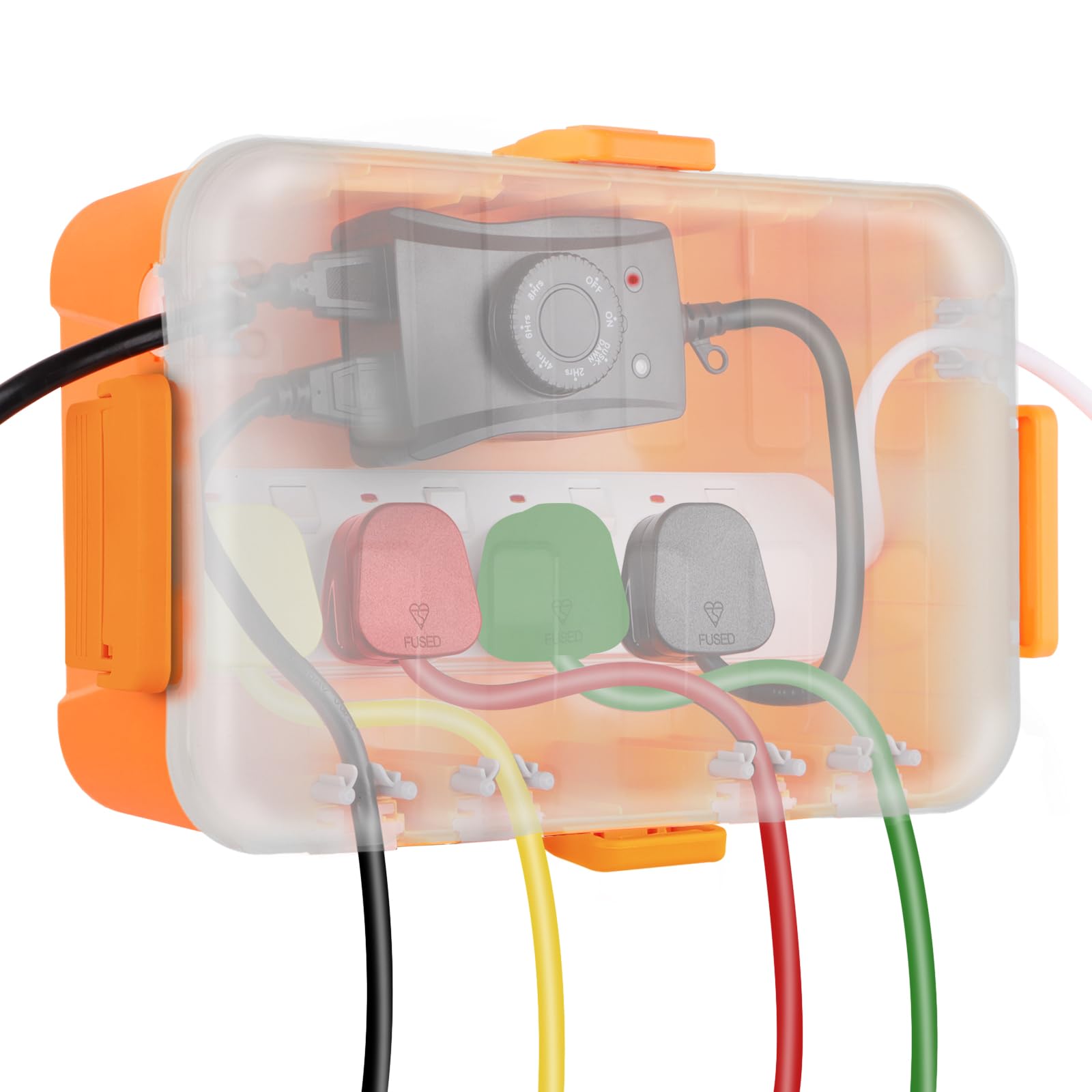 RESTMO Large Outdoor Electrical Box with Transparent Lid (12.6×8.7×5.1 in), IP54 Waterproof Box, Weatherproof Extension Cord Cover for Photocell Light Sensor Timer, Power Strip, Outlet, Plug, Orange — image 1
