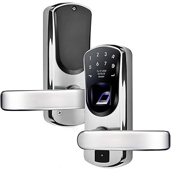 WeJupit V8 Smart Fingerprint Door Lock with Right Handle, Keyless Entry Stainless Steel Touchscreen with Electronic Keypads, Spare Key, Two-Factor Authentication, Biometric Digital Auto-Lock