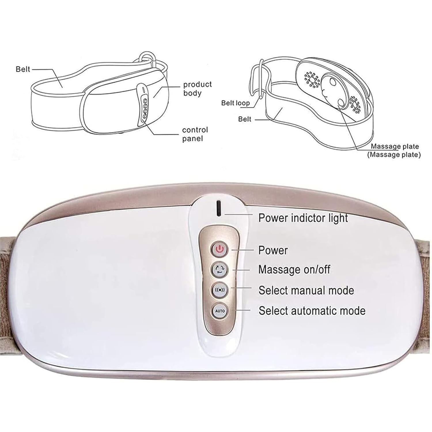 Cinturón Eléctrico para Adelgazar Cintura, Máquina Inalámbrica para Eliminar Grasa, 4 Ajustes De Vibración, Calefacción por Infrarrojos, Masajeador De Brazos Abdominales, para Bajar De Peso