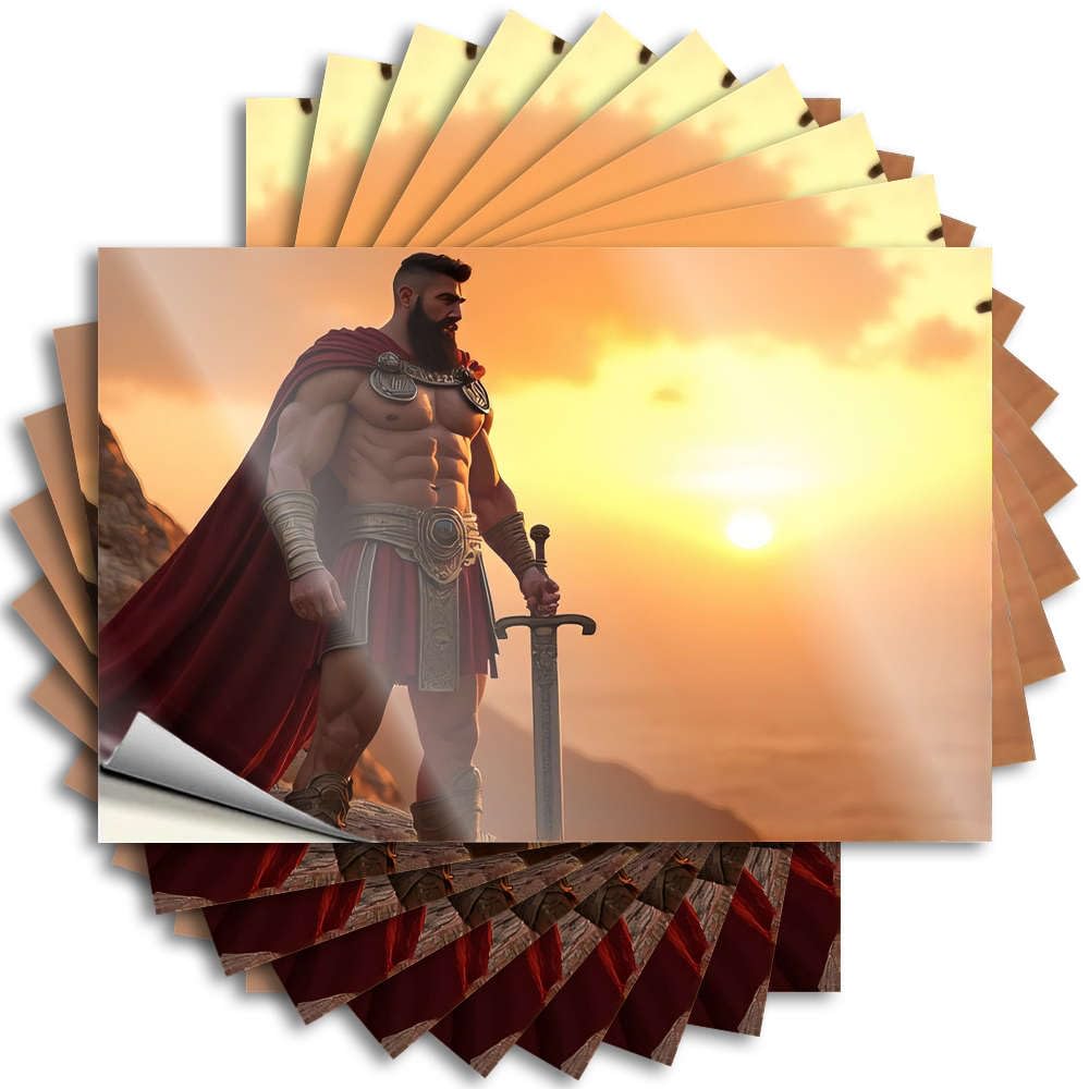 Stickers Bottle Fire A Muscular Warrior Stands On A Rocky Outcrop for Colorful - Back Porch Decor Easy Peel Removable(6X9CM)
