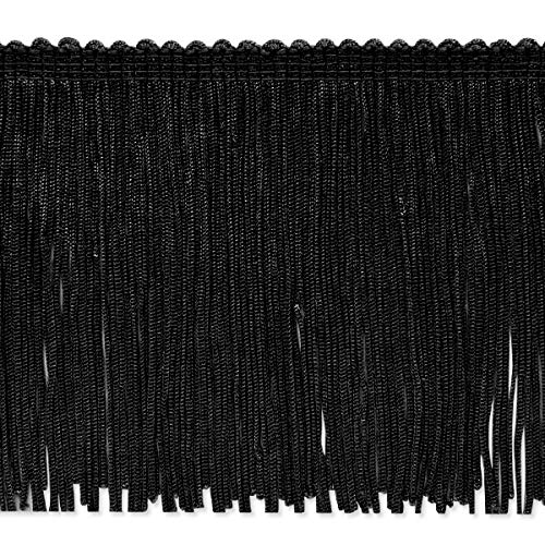 Trims By The Yard 4" Stretch Chainette Fringe Trim | Black | (10 Yard Cut) #TOP20
