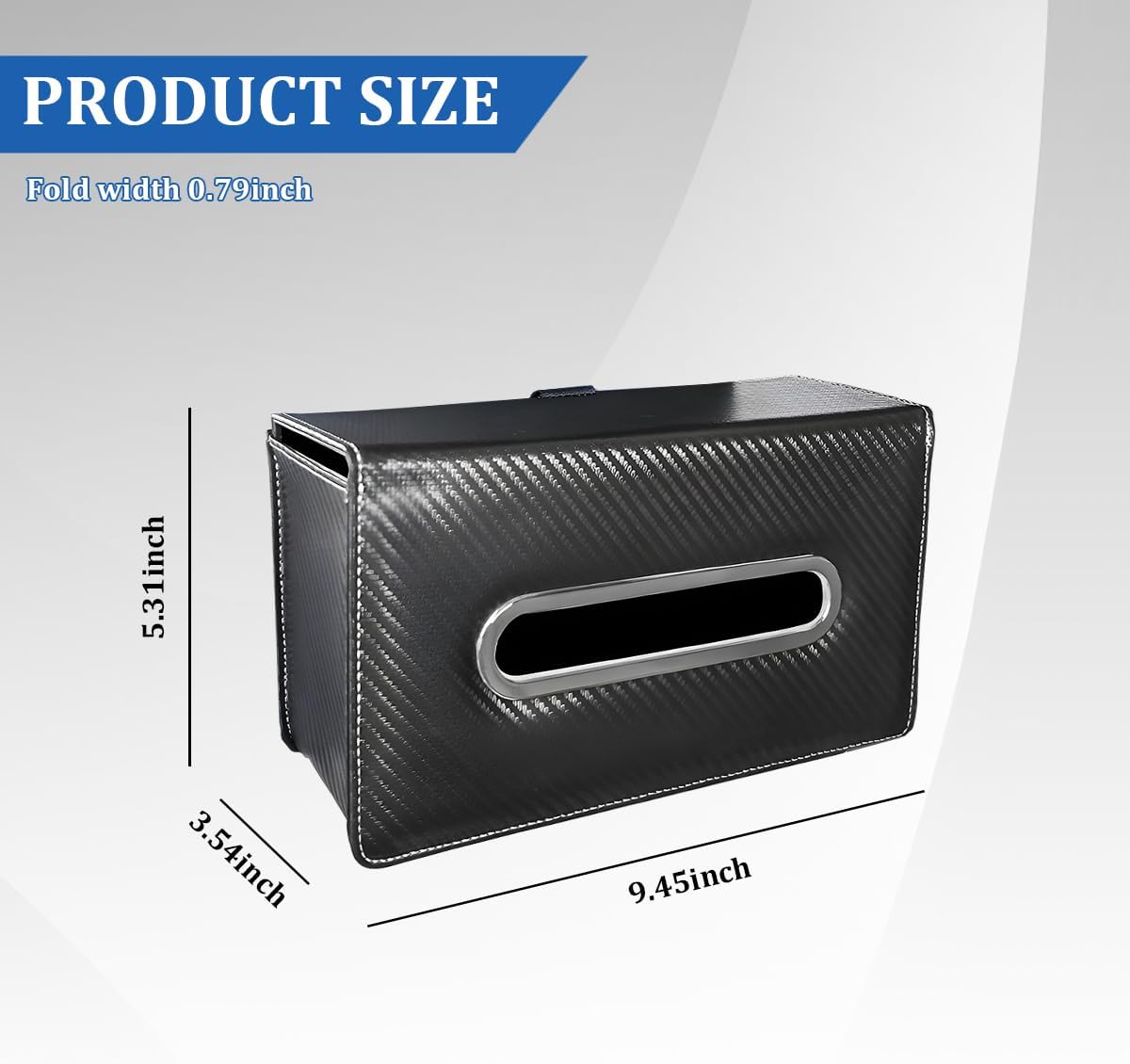Car Tissue Holder, Leather Rectangle Vehicle Seat Back Hanging Tissue Dispenser Box Cover, Keep Tidy Automotive Interior Napkin Organizer, Universal for SUV Sedan Truck (Carbon Fiber) image 2