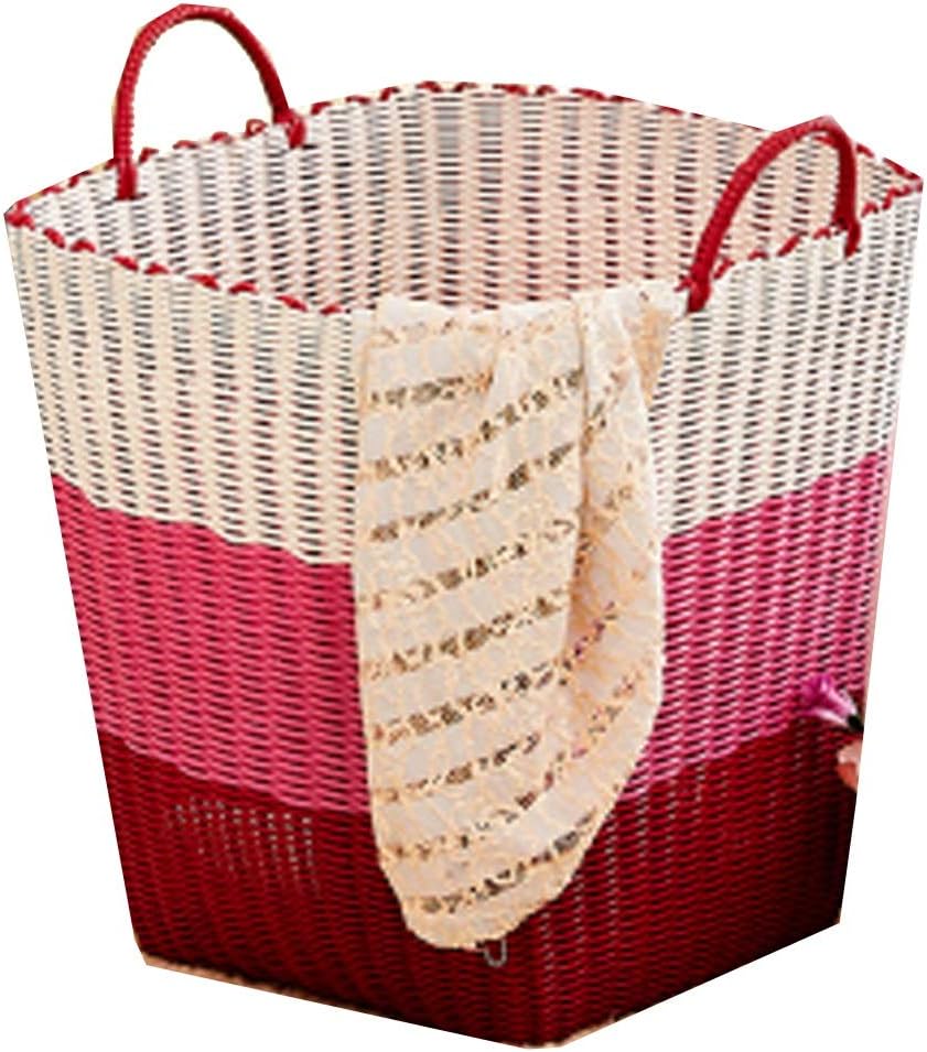 Storage Basket LQ Square Clothes Finishing Basket Laundry Basket Plastic Woven Basket Box Rattan Toy Bucket (Color : Style Two) (Style Two)