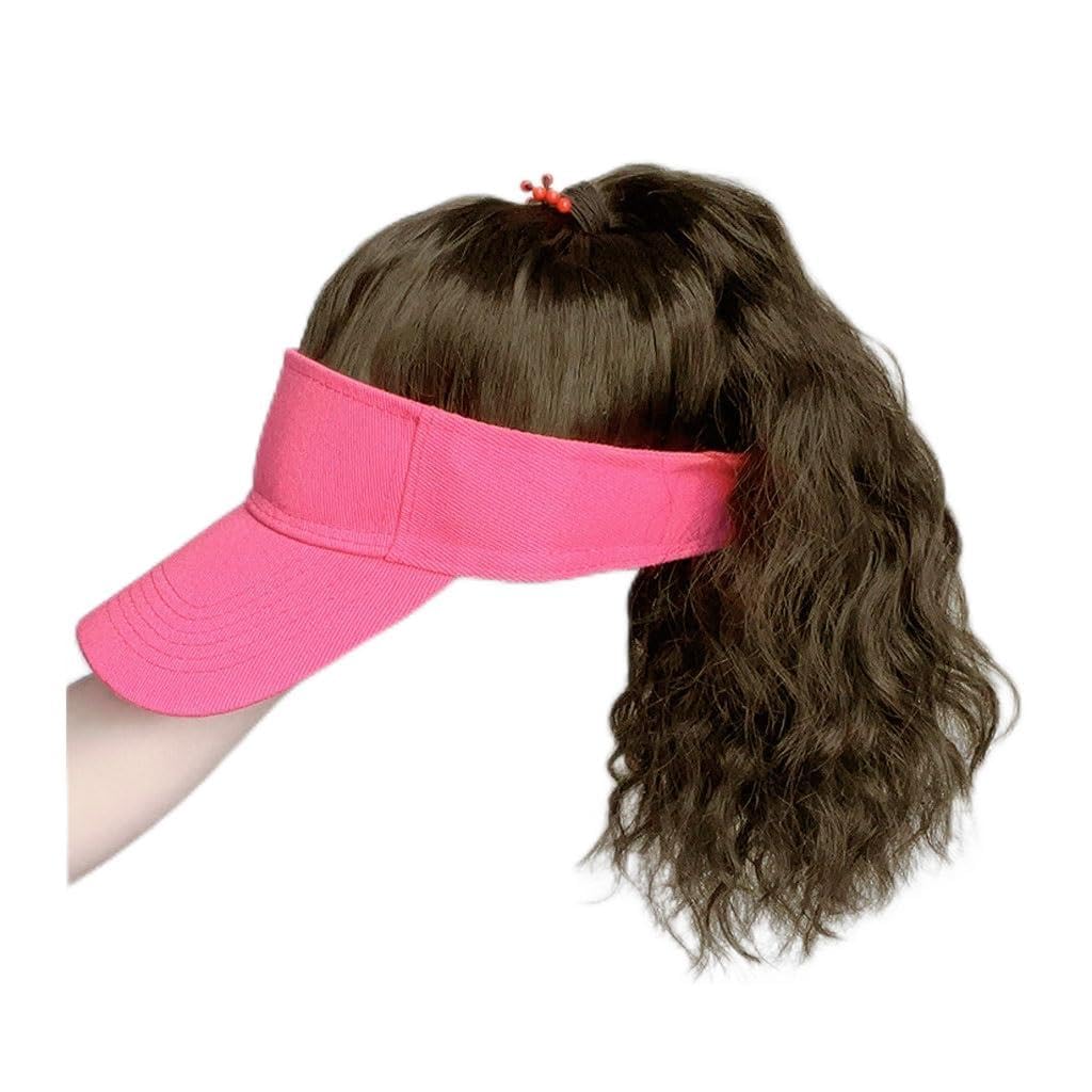 FEELIN Baseball Cap with Hair Extensions Women's Wig Caps, Baseball Wig Caps, Ponytail Wig Caps, Natural Look Synthetic Heat Resistant Fiber Wigs For Daily Party Use Hat Wig (Color : 01)