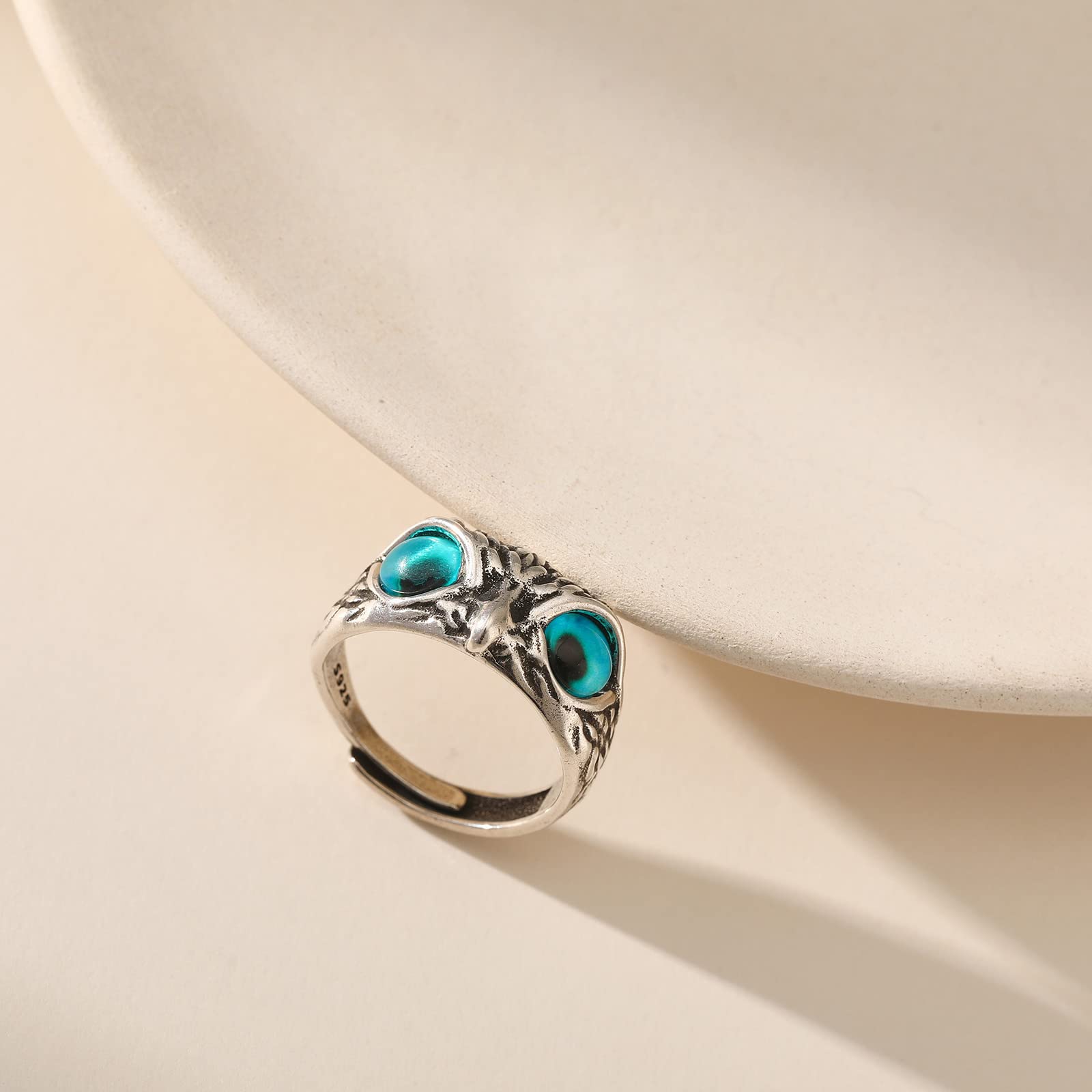 Anillo de ojo de demonio, anillo abierto retro, ajustable, gótico, personalizado, para hombre, joyería vintage de la suerte, chapado, Plástico. 9