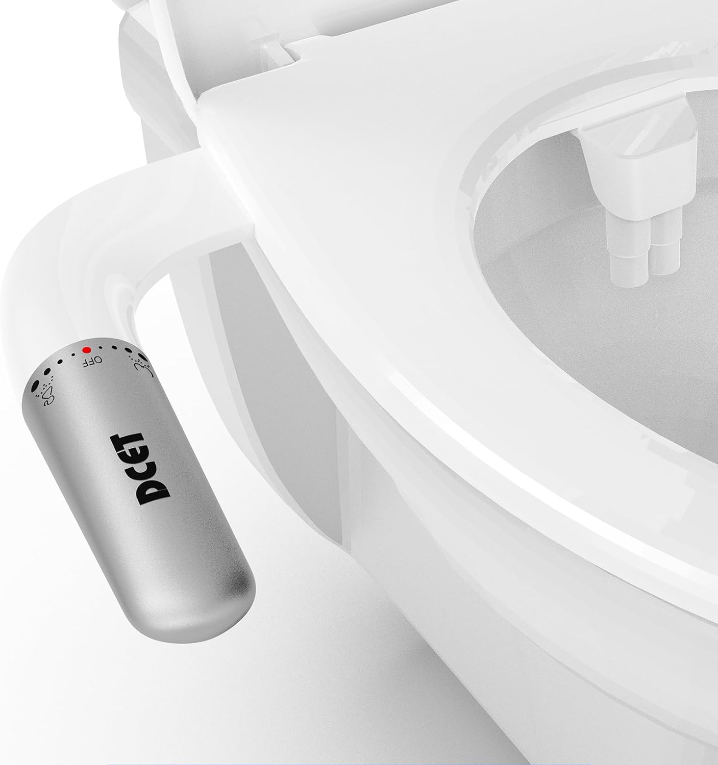 Ultra-Slim Bidet Attachment for Toilet - Dual Nozzle (Frontal & Rear Wash), Adjustable Water Pressure, Non-Electric, Cold Fresh Water, Easy to Install, Fits Existing Toilets (White) B033