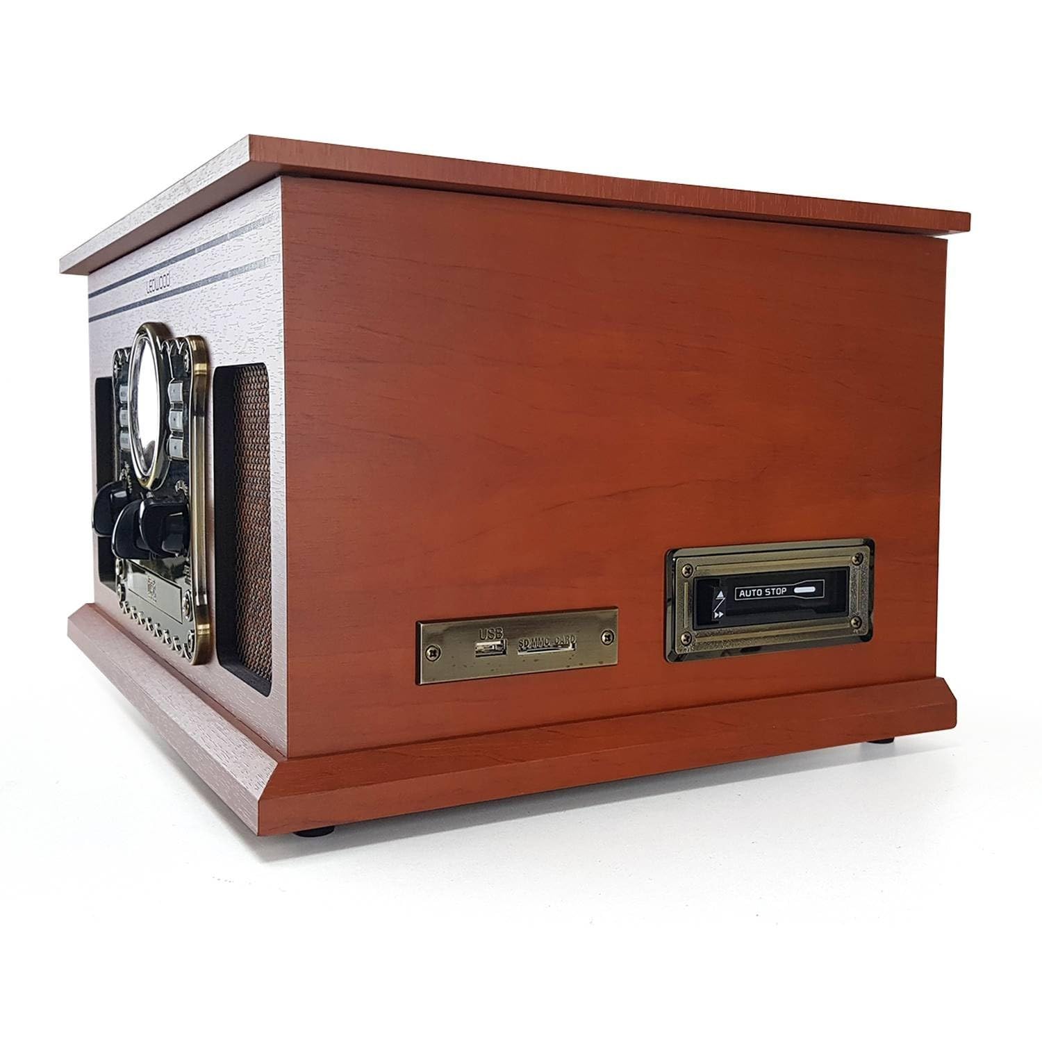 Chaine Stéréo Vintage Bois Ledwood - USB/BT/SD/FM/CD/Cassette/Vinyle 33-45 - 78 Tours