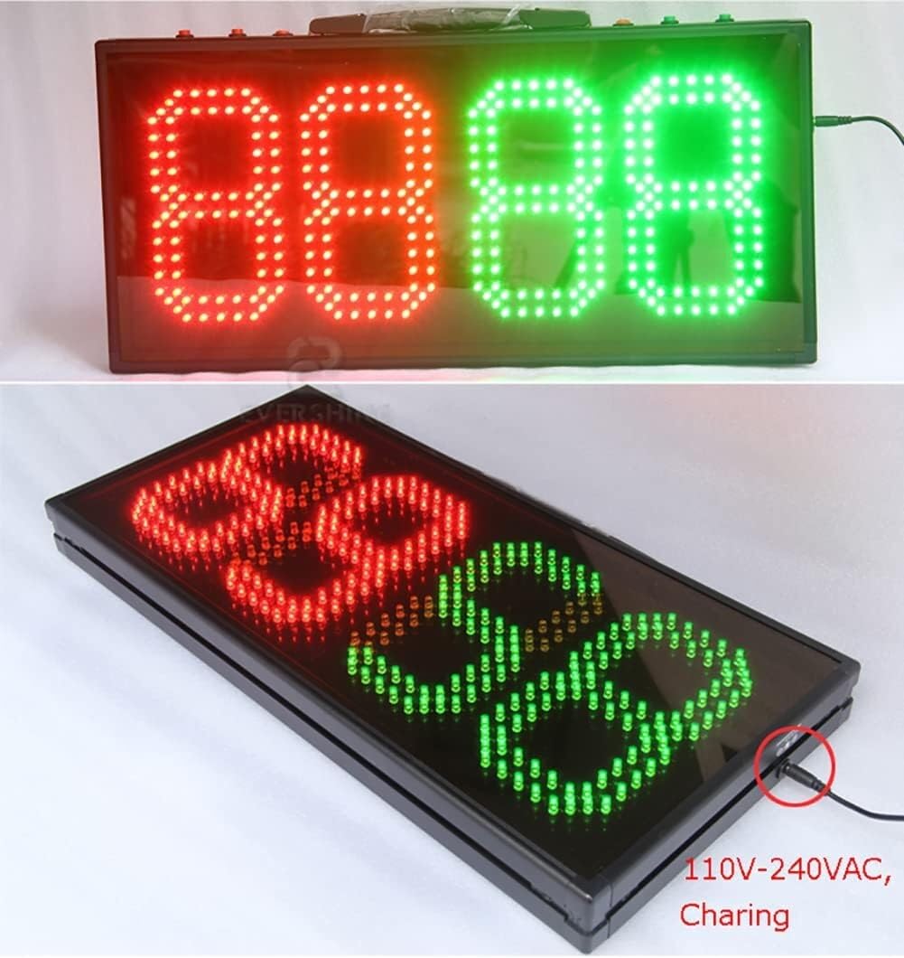 tragbar 8-Zoll-4-stellige LED-Anzeigen in Rot und Grün, elektronische Ersatztafeln for Fußball, Ersatzanzeigetafeln for Spieler und Sportschiedsrichter Klein(Single Sided)