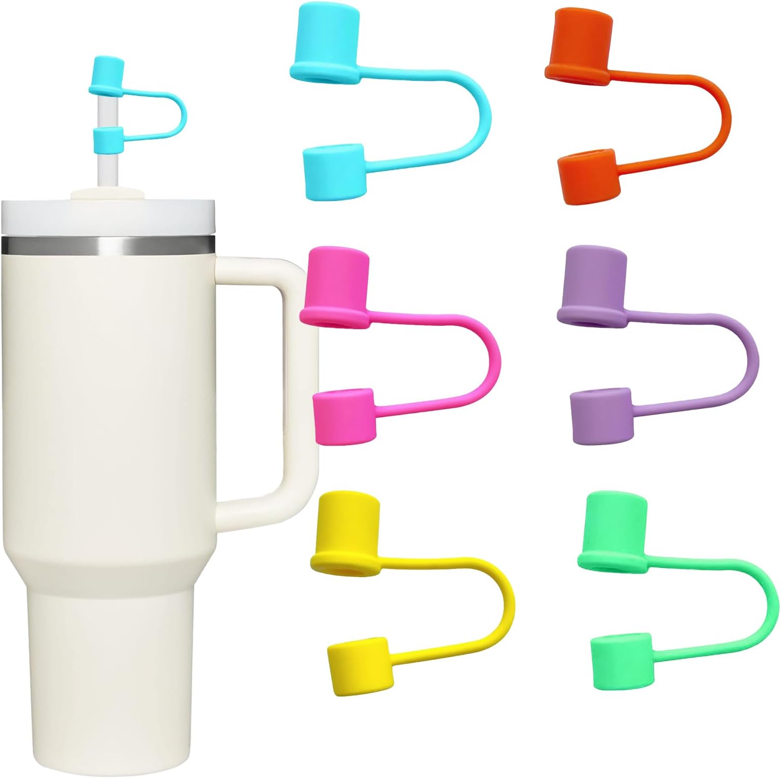 6 Pcs Silicon Straw Covers for Stanley 30oz 40oz Cup with Lid, Straw Topper, Straw Cover Cap for Stanley, Owala, Osse Tumblers with 10mm/0.39 inch Straw - 6pcs-Basic-Mix-for Love
