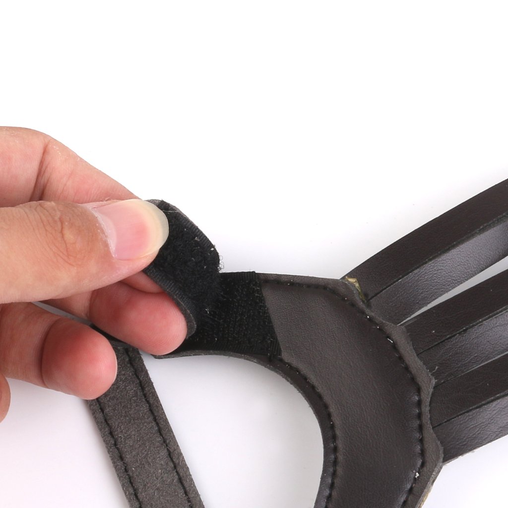 Pelle Di Mucca Caccia Tiro Con L'arco A Tre Dita Tiro Protettore Guanto Nero