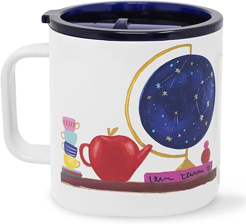 Miniatura 7 de Kate Spade New York Taza aislada de acero inoxidable con asa y tapa, vaso de doble pared de 16 onzas, taza de viaje de café reutilizable para