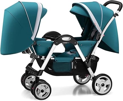Double Stroller,Baby Stroller for Twins-Cozy Compact Twin Stroller,Double Infant Stroller with Tandem Seating,Oversized Canopy,Tandem Umbrella Stroller for Girls Boys Color Green