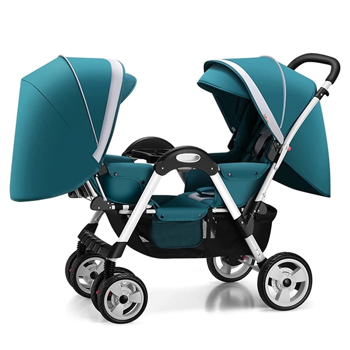 Double Stroller,Baby Stroller for Twins-Cozy Compact Twin Stroller,Double Infant Stroller with Tandem Seating,Oversized Canopy,Tandem Umbrella Stroller for Girls Boys (Color : Green)