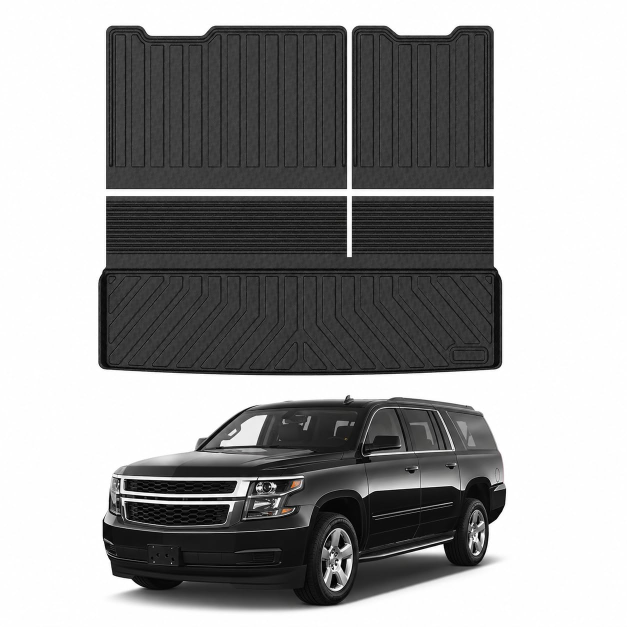 Mixsuper Cargo Liner for Tahoe/GMC Yukon 2015-2020 (Non XL), Trunk Mat for Tahoe Accessories All Weather Cargo Mat Rear Trunk Liner Black 3PCS