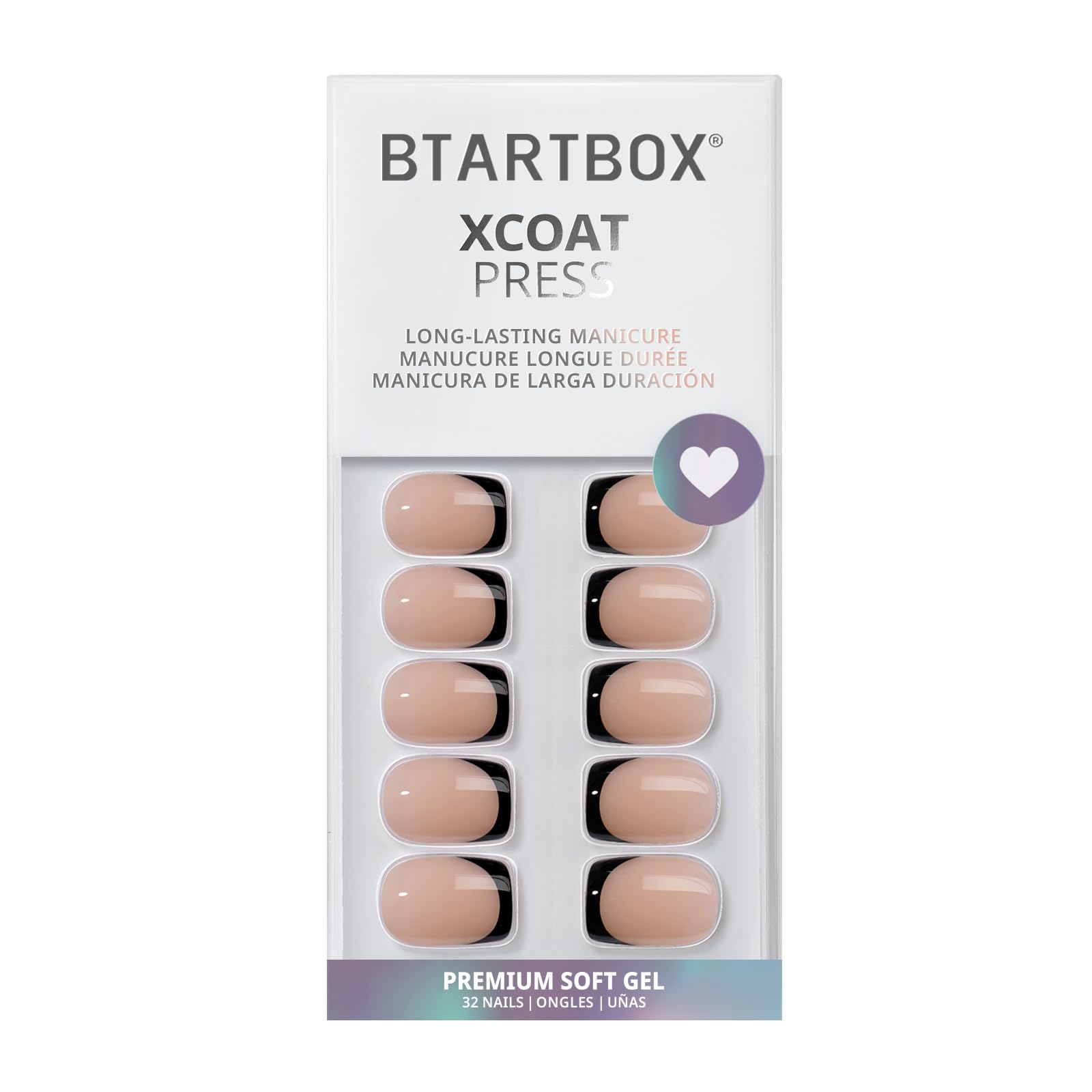 BTArtbox Press On Nails French Tips - 32 Pcs Short Square False Nails With Nail Glue and Adhesive Nail Tabs, No Fade Out Stick On Nails in 16 Sizes, Soft Gel Fake Nail for Women, Classic White — view 12