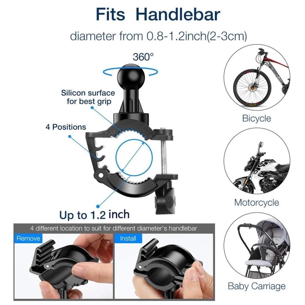 Supporto Telefono Universale Moto Bici Morsetto Manubrio Supporto GPS(ROSSO)