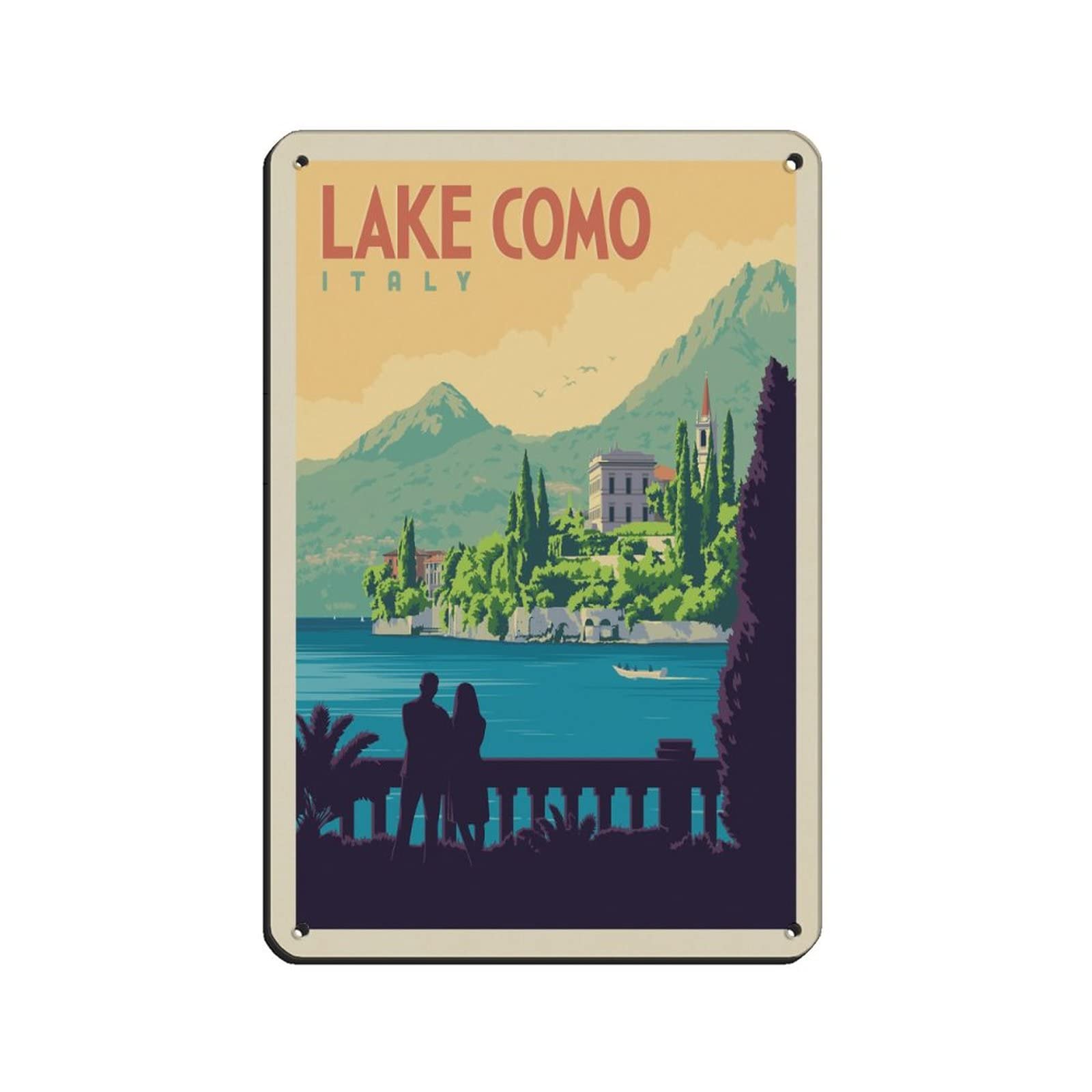 KZIWQ Metal Sign Italy Lake Como Retro Decor Art Sign Home Kitchen Bar Cafe Club Cave Wall Decor Vintage Travel Tin Sign 30x40cm