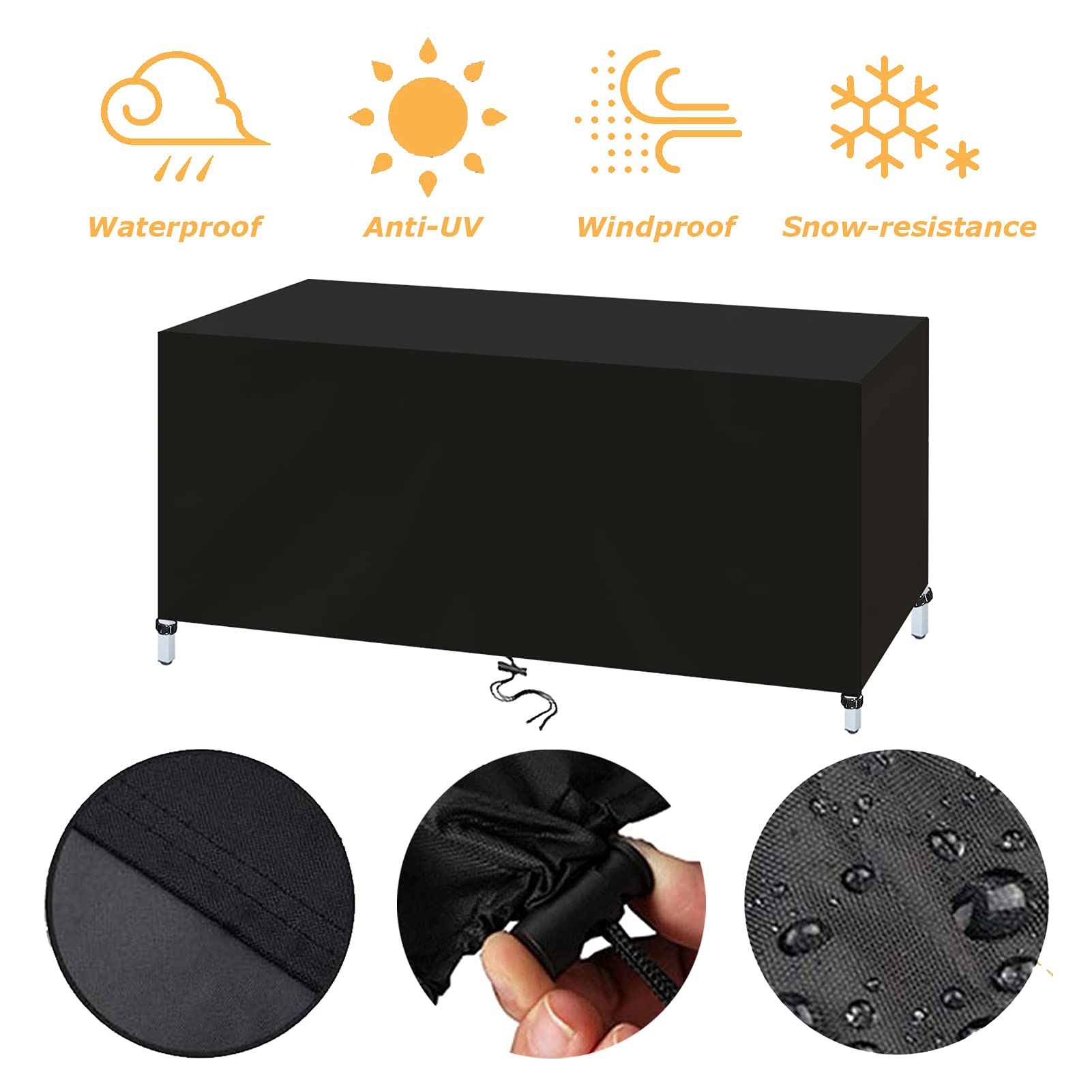 Housse Pour Meubles De Jardin 280x280x75cm Noir Housse De Protection Imperméable Pour Meubles, Bâche Couverture Pour Table Extérieure, Tissu Oxford 420D Housse Salon De Patio Pour Table Chaise