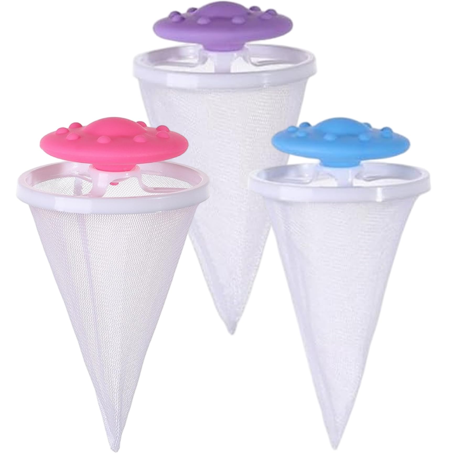 Imooreshine Laundry Hair Catcher 3Pcs 3 Color Fine Mesh Hair Catcher Washer Machine Cone-Shaped Replacement Remover, Ideal for Cat, Dog, Human, Scraps of Paper
