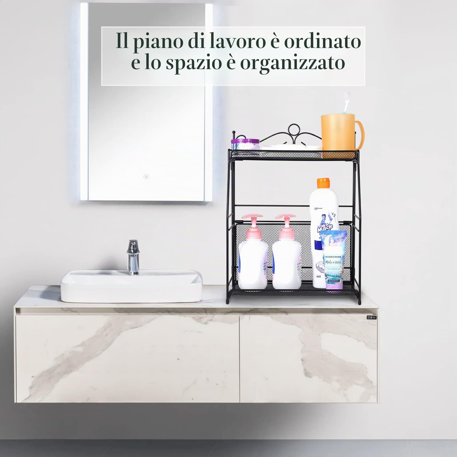 Uten Portaspezie a 3 Ripiani, Porta Spezie da Cucina, Portaspezie Salvaspazio, Supporto Porta Spezie, Pieghevole, Organizer per Cucina, Bagno e Camera da Letto