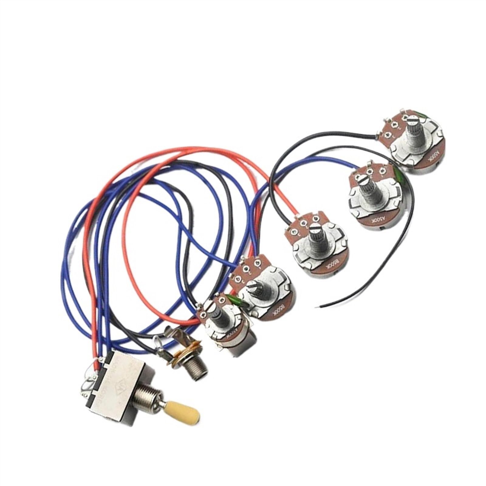 Zestaw Okablowania Gitary Elektrycznej 2V2T Duży Potencjometr 500K I 1 Potencjometr Push Pull Output 3-drożny Przełącznik Kołyskowy W Chromowanej Obudowie(Yellow)