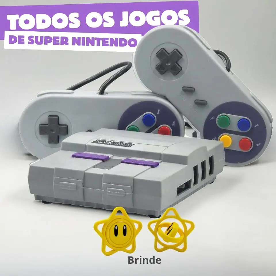 Game Retro Mini Super Nintendo + 2 Controles + todos os Jogos de Snes