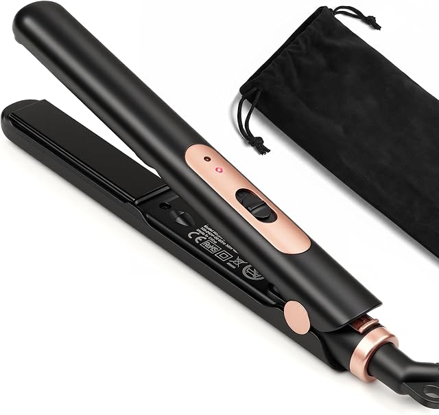 Small Flat Iron 0.7 Inch Mini Hair Straightener for Short Hair,Travel Flat Iron with Fast Heat Up,Dual Voltage Small Straightener for Bangs,Pixie Cut,Beard