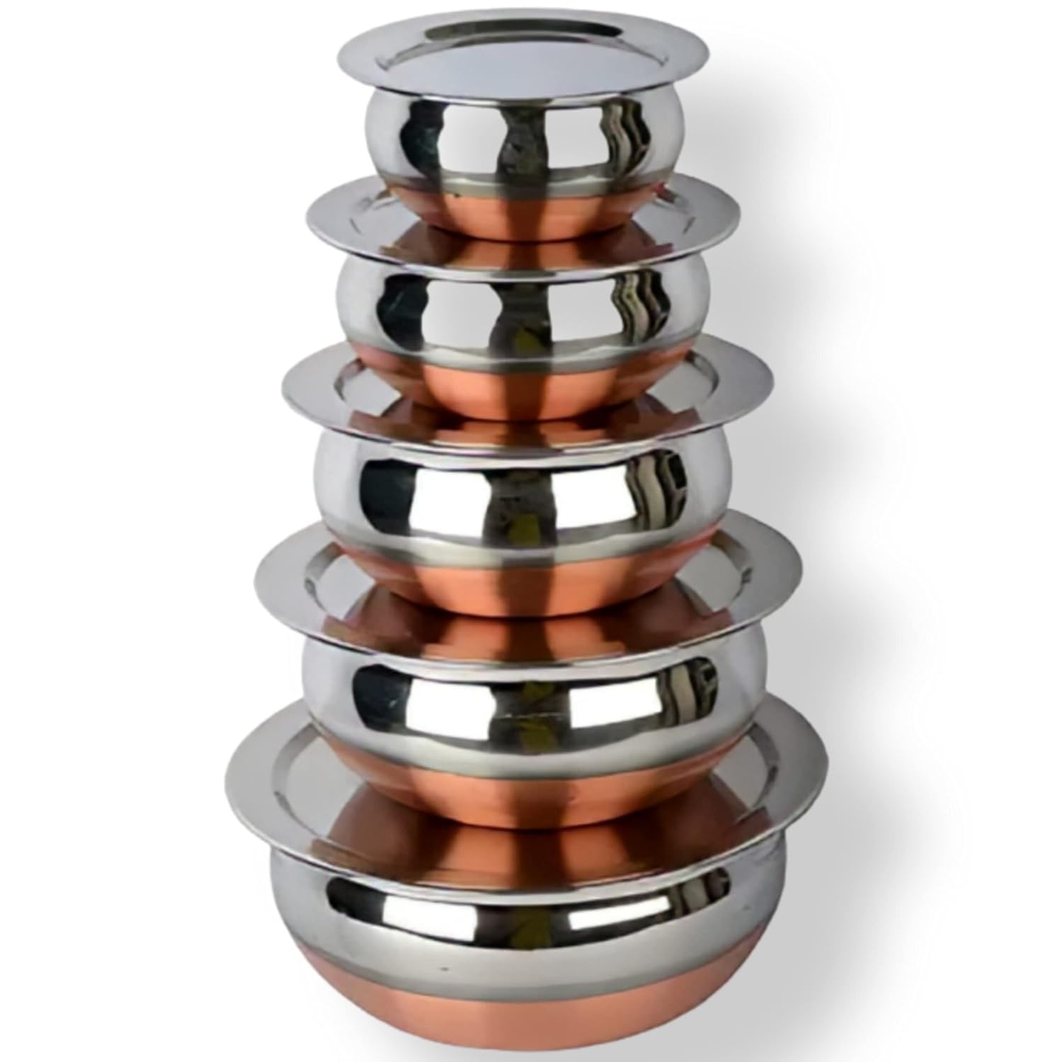 GYOU Steel Copper Bottom Stainless Steel Handi Set – Premium 5-Piece Cookware Set (Capacity: 0.5 LTR, 0.75 LTR, 1 LTR, 1.5 LTR, 2 LTR) – Enhance Your Experience with Stainless Steel Handi Set GYOU Steel Copper Bottom Stainless Steel Handi Set – Premium 5-Piece Cookware Set (Capacity: 0.5 LTR, 0.75 LTR, 1 LTR, 1.5 LTR, 2 LTR) – Enhance Your Experience with Stainless Steel Handi Set