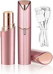 Batom Depilador Elétrico Recarregável Facial USB – Removedor De Pelos Portátil Para Rosto Buço E Sobrancelhas (Rosa)