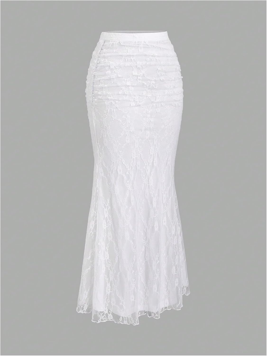 SHENHE Women's Elegant Lace Long Skirt Elastic High Waisted Ruched Bodycon Fishtail Skirt - Image 5