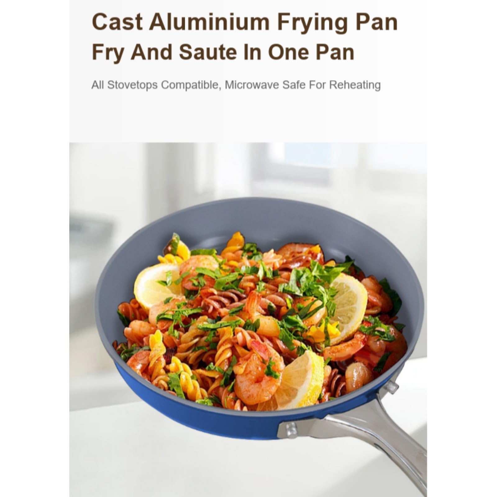 Cast Aluminium Nonstick Frying Pan, Ceramic Coating, All Stovetops (28cm,pink)
