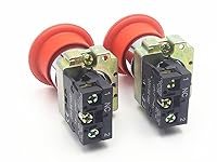 Vista 2 de 2 unids 0.866 in NC rojo hongo interruptor de botón de parada de emergencia 600V 10A ZB2-BE102C