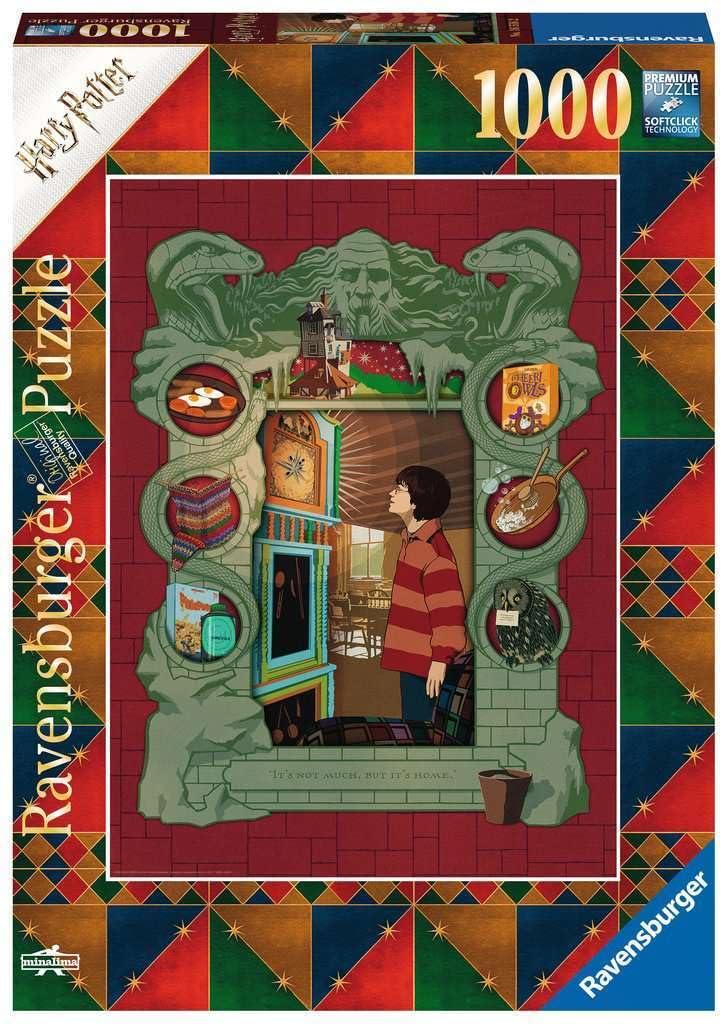 Ravensburger Puzzle, Puzzle 1000 Piezas, Harry Potter y la Cámara Secreta, Book Edition, Puzzle Harry Potter, Ilustraciones Minalima, Rompecabezas
