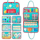 HOMNIVE Tablero Ocupado para niños de 1 año, Juguete de Viaje para niños, Libro silencioso, Tablero de Actividades sensoriales para Habilidades motoras Finas, Juguetes educativos Montessori