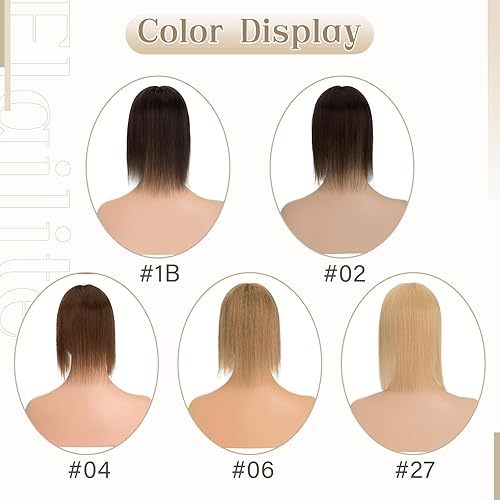 Miniatura 5 de Elailite Toppers para el cabello para mujer, piezas de cabello humano real para mujeres con cabello delgado, 3.1x3.9 in, base de malla triangular