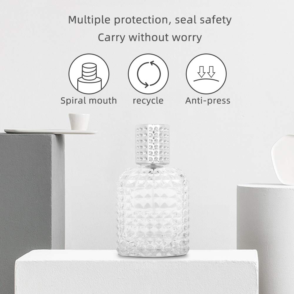 Atomizer 50ml-1.69oz Glass Spray Bottle, Refillable Clear Empty Atomizer Perfume Bottlesï¼ŒLarge capacity Sample Bottles ï¼ˆSilver)
