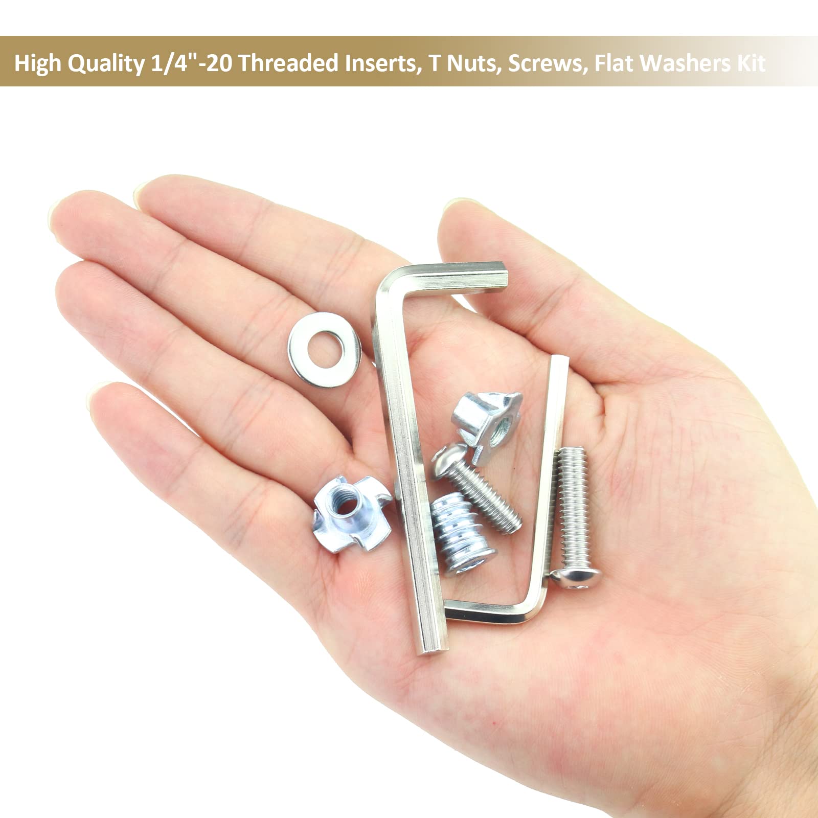 1/4-20 Threaded Inserts - 64 Piece Kit for Woodworking -5