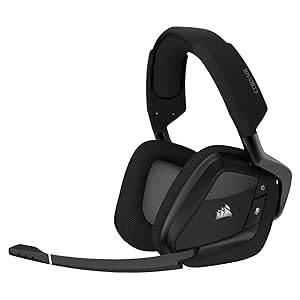 Corsair Void RGB Elite Wireless Gaming Headset  7.1 Surround Sound  Omni-Directional Microphone  Microfiber Mesh Earpads  Up to 40ft Range  iCUE Compatible  PC, Mac, PS5, PS4  Carbon