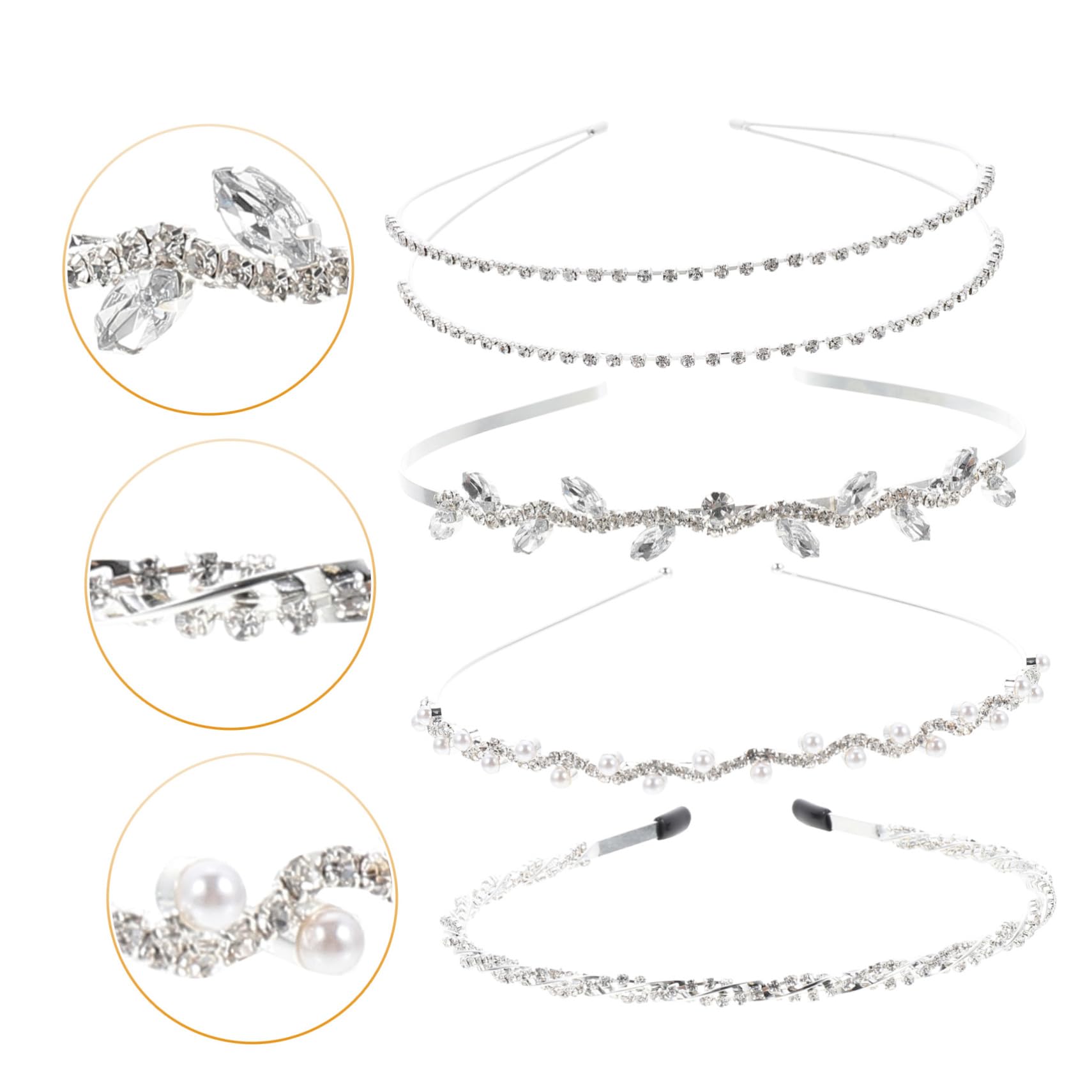 FRCOLOR 20 Stück Strass Perlen Stirnband Kunstperlen Strass Kopfschmuck Silbernes Mädchen Kopfschmuck Für Hochzeit Yoga Stirnbänder Perlen Haarreifen Stirnbänder Mit