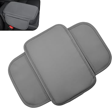 Car Center Console Cover, Leather Car Armrest Cover with 2 Side Storage Bags, Waterproof Anti-Scratch Soft Auto Middle Console Protector, Universal Arm Rest Pad for Vehicle SUV TruckGray