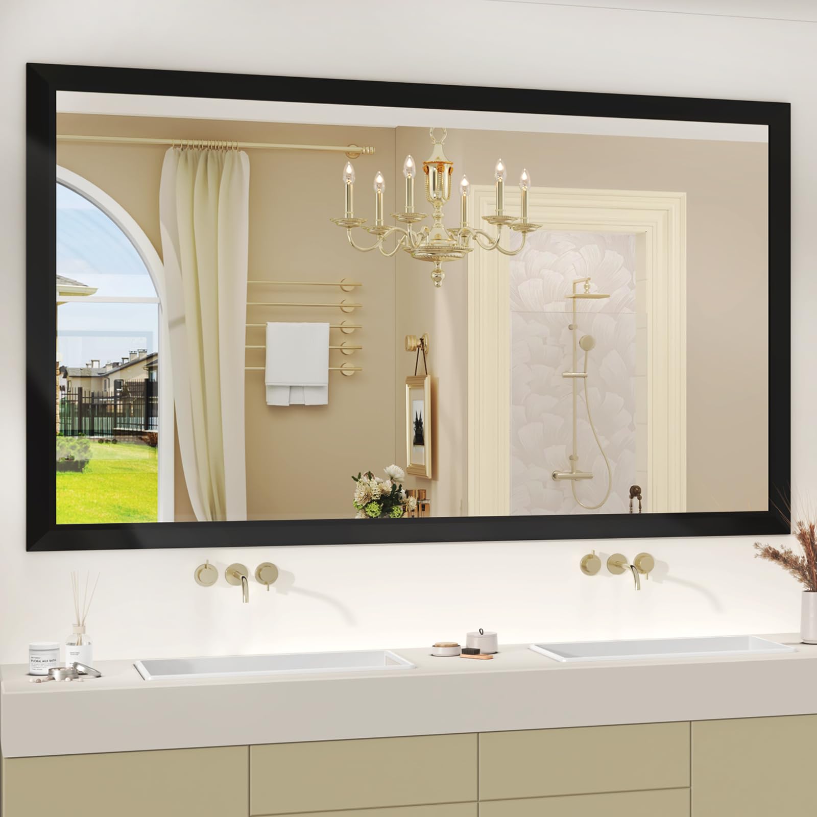 SMIROR Matte Black Bathroom Mirror 60x36