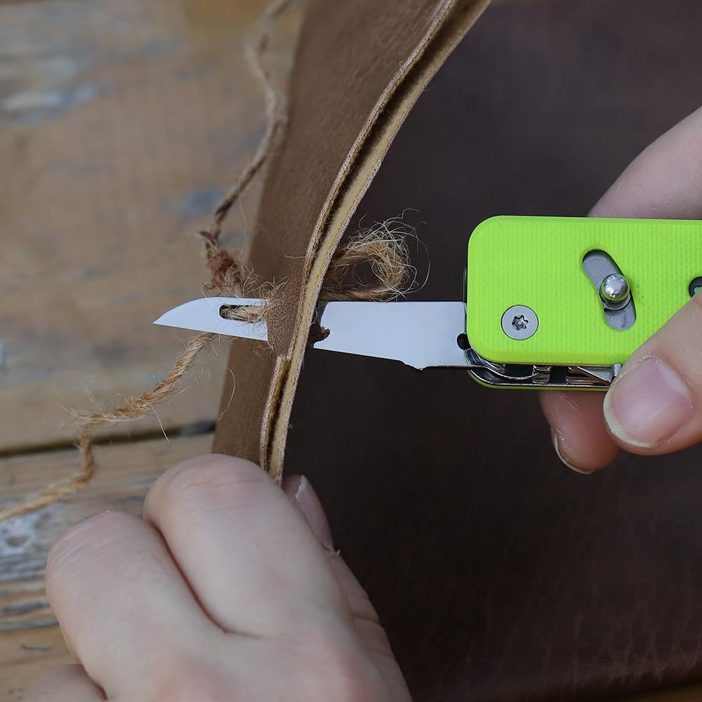 ROXON Utensile tascabile modulare S503G Flex Companion (Verde neon) | Dotato di 8 strumenti essenziali preinstallati (portainserti da 1/4", lama in acciaio D2, cacciavite, sega, forbici, ecc.)