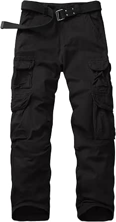 UneekClothing Men's Cargo Work Trousers - Flat Front, Sewn Crease - 40 Regular Black - View #8
