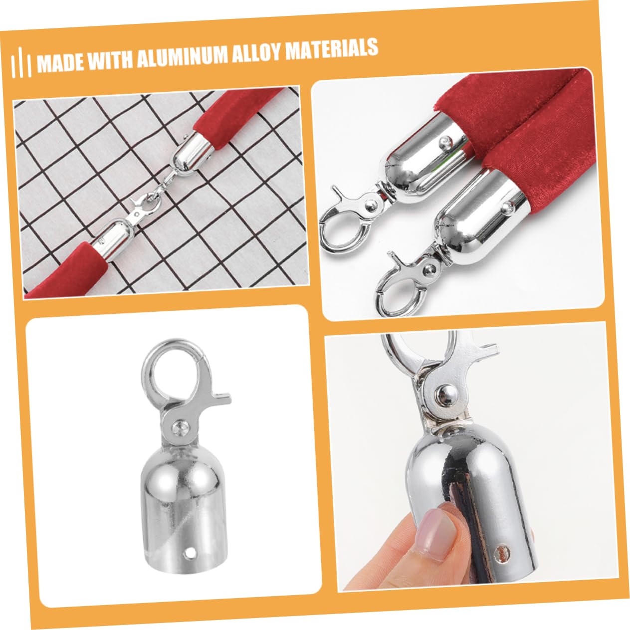 20pcs Rope Crimp Cord End Caps Hook Guardrail Cord End Cap Stanchions Hooks Rope Stopper